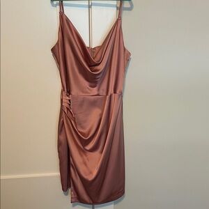 Dress Forum Asymmetrical Satin Dress in Rose